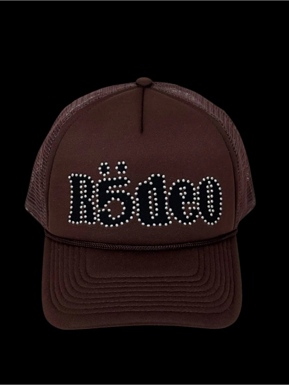 Men's Brown Studded Mesh Trucker Hat